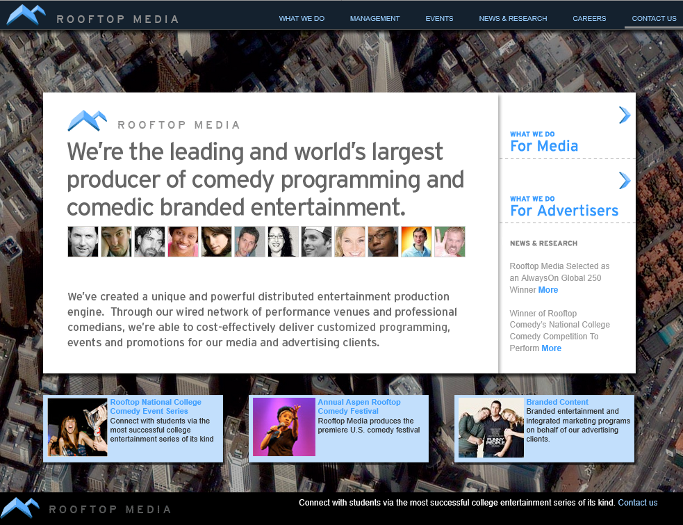 Screenshot of Rooftop Media Web Properties project